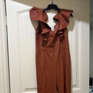 Flying Tomato Brown Ruffle Jumpsuit